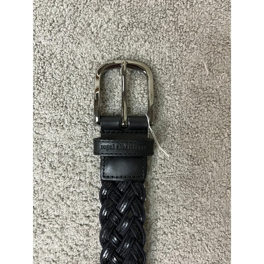 Royal Albatross Braided Belt Navy Blue Leather Cord Woven Made in Spain Size L